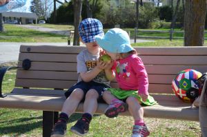 Kids Sharing a Pear