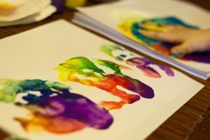 Children's Hand Prints Finger Paint